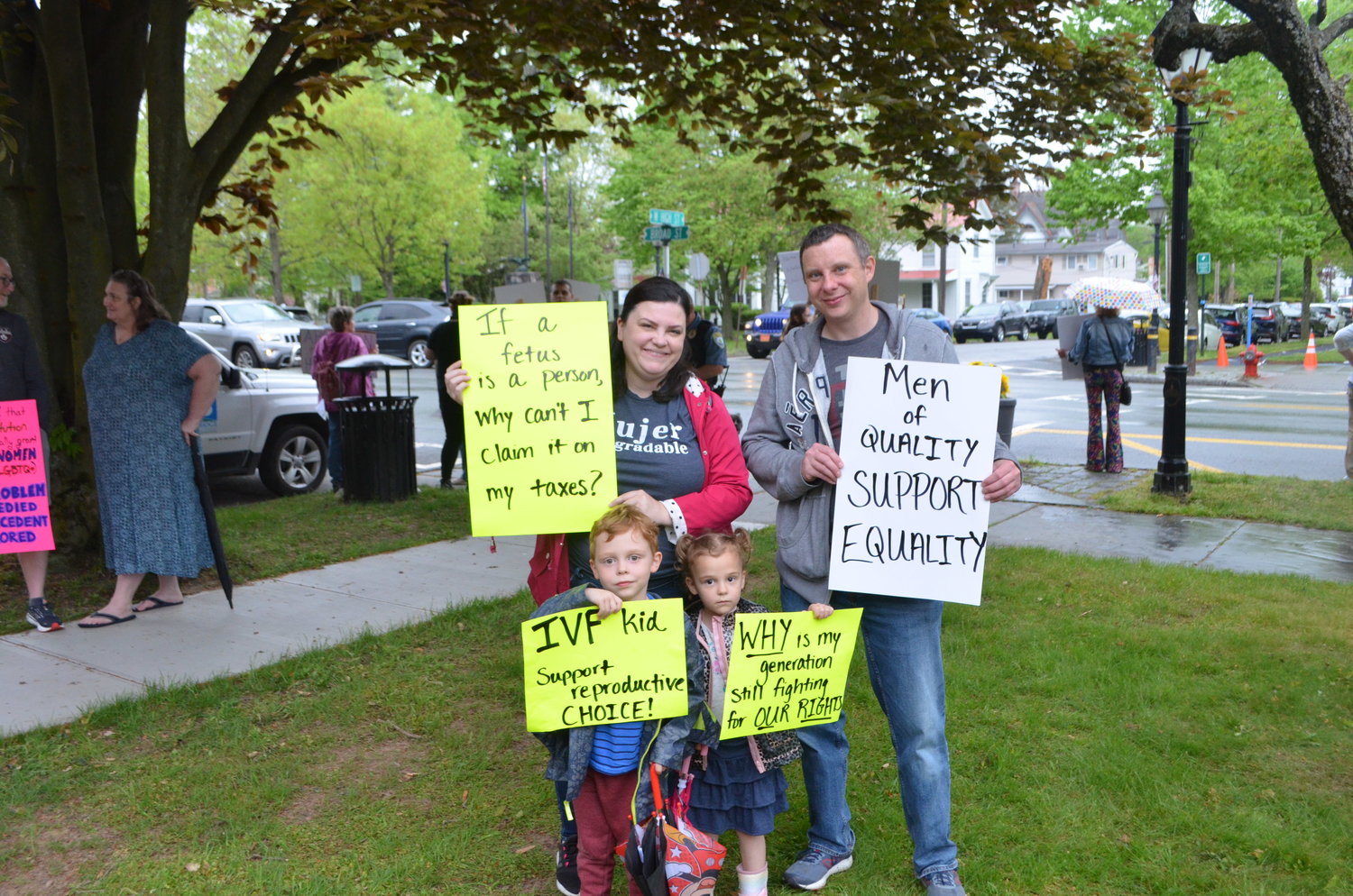 The Bredhold family all created and showcased their signs in support of women’s rights to their bodily autonomy at the protest Saturday evening held in Milford, PA.